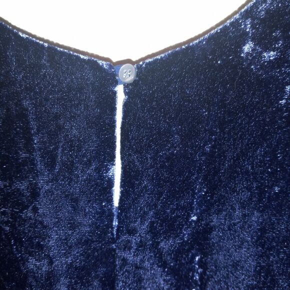 J Crew Rift Velvet Tank-Size 6-Navy-Lined-Layer-Keyhole Back-Holiday-Whimsygoth - Picture 7 of 10